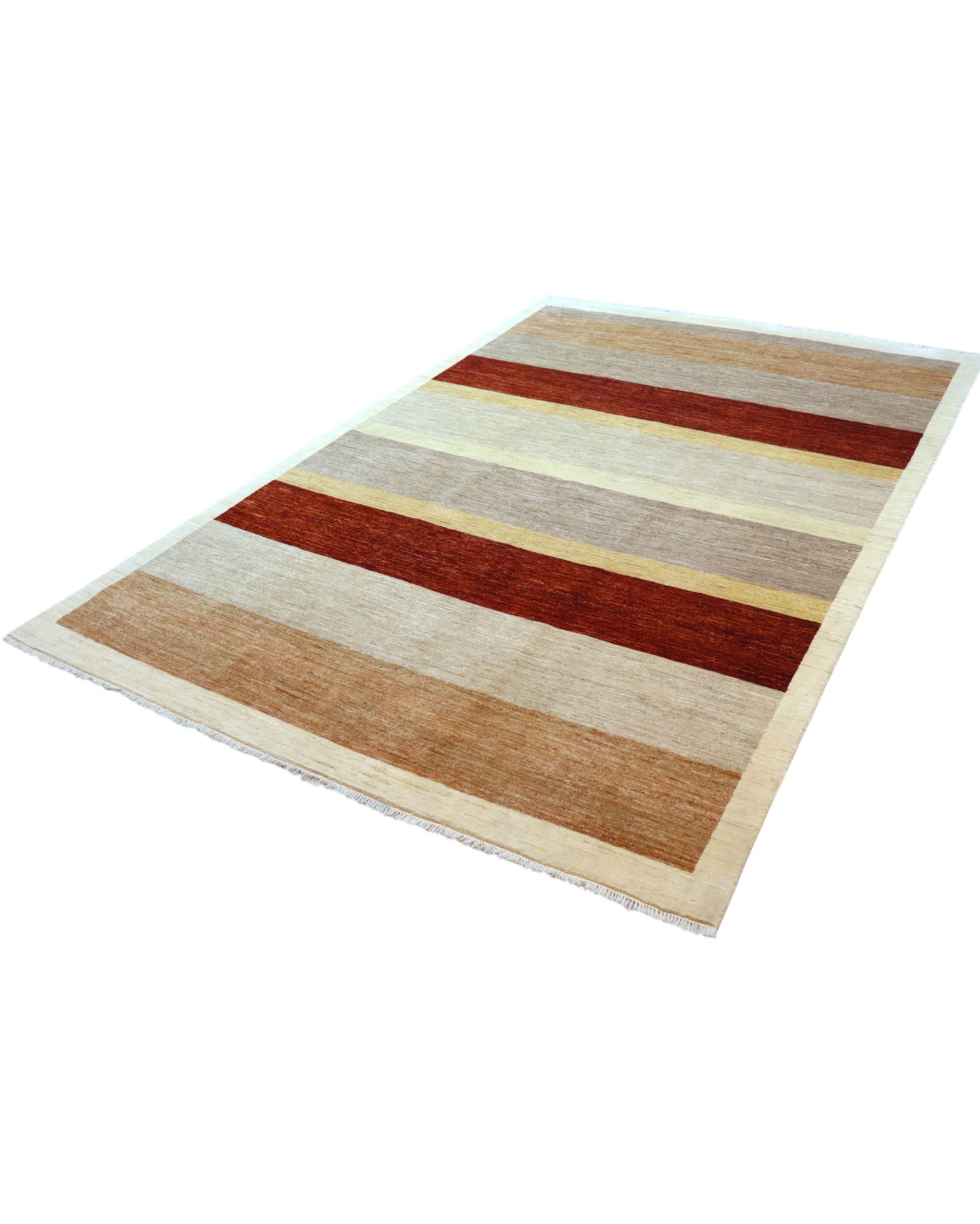 Tappeto moderno 295x195 cm Persia con righe orizzontali in lana naturale. Annodato a mano su telai tradizionali.