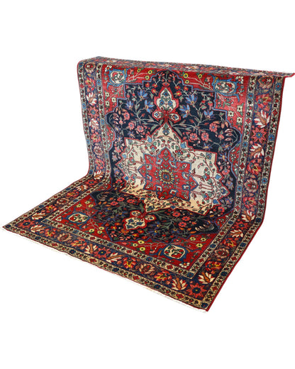 Tappeto Farahan Antico persiano, colori vegetali con disegno decorativo, annodato a mano, 207x158 cm.