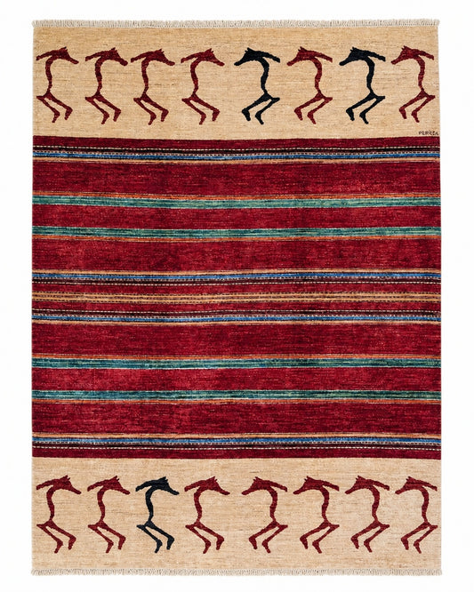 Tappeto Moderno 236x180 cm Avorio e Verde a Righe