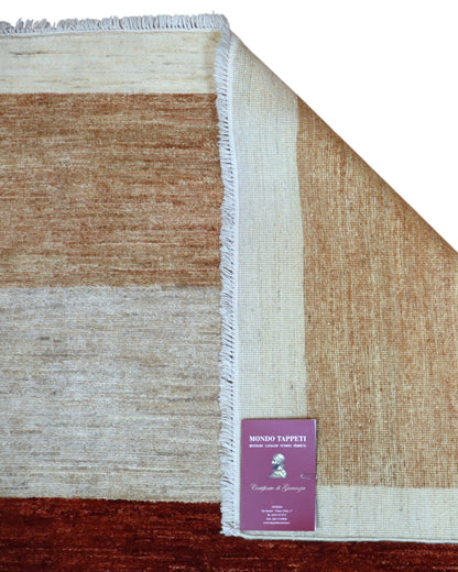 Tappeto moderno 295x195 cm Persia con righe orizzontali in lana naturale. Annodato a mano su telai tradizionali.