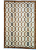 Tappeto Moderno persiano 300x203 cm con fondo beige e motivi geometrici esagonali in marrone e nero, tramato ed annodato a mano.