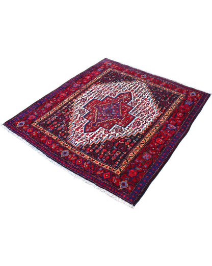 Tappeto orientale rosso 138x130 cm decorativo per ingresso raffinato