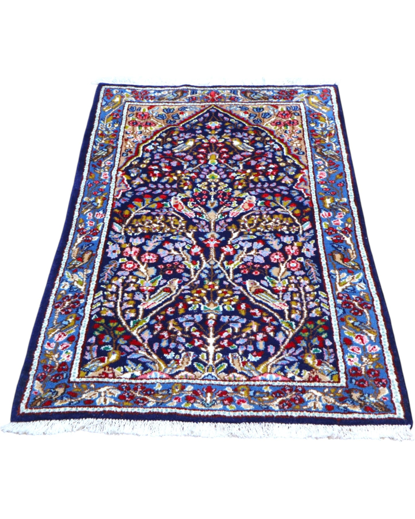 Tappeto Kerman blu 145x89 cm con disegni floreali in corridoio raffinato