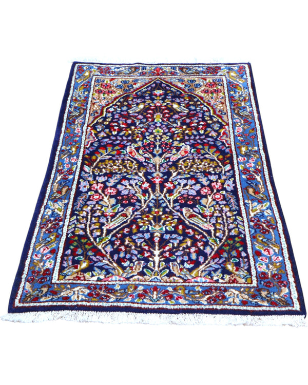 Tappeto Kerman blu 145x89 cm con disegni floreali in corridoio raffinato