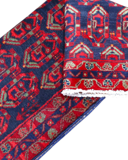 Tappeto persiano blu con dettagli rossi 150x109 cm per soggiorno