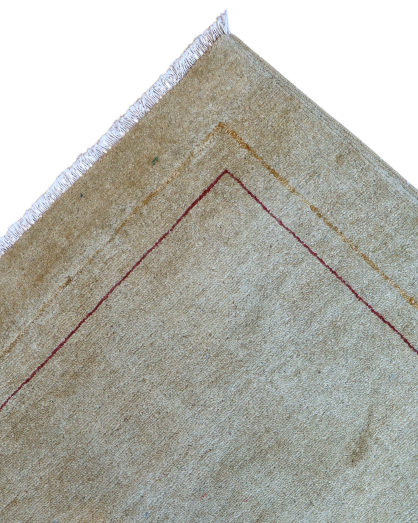 Tappeto Moderno persiano 298x200 cm con fondo beige chiaro uniforme e bordo sottile, tramato ed annodato a mano.