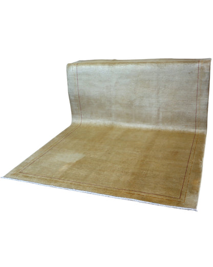 Tappeto Moderno persiano 298x200 cm con fondo beige chiaro uniforme e bordo sottile, tramato ed annodato a mano.