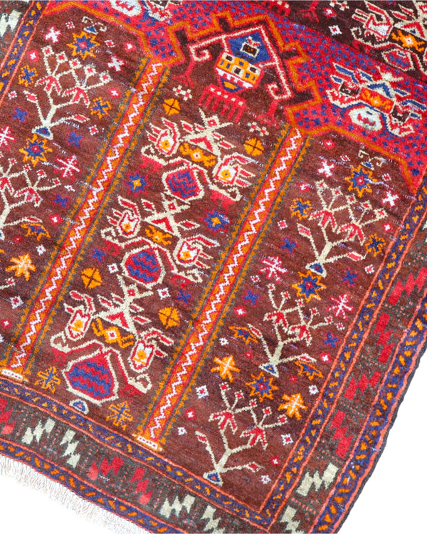 Tappeto orientale rosso 116x91 cm decorativo per ingresso raffinato