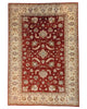 Tappeto Farahan 292x204 cm con campo rosso melograno e bordi beige, annodato a mano in lana e cotone. Realizzato in Afghanistan con colori vegetali e lavorazione artigianale.
