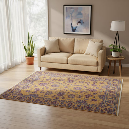 Tappeto Farahan Ziegler grigio chiaro con motivi floreali e cornice decorata, annodato a mano in Afghanistan con lana e cotone tinti con colori vegetali.