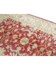 Tappeto Farahan Ziegler rosso con cornice beige e motivi floreali, annodato a mano in Afghanistan in lana e cotone con colori vegetali.