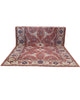 Tappeto Heriz marrone bruciato con cornice beige e motivi decorativi, annodato a mano in Persia con lana e cotone tinti con colori vegetali.