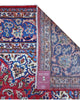 Tappeto Najafabad persiano 350x231 cm, annodato a mano in lana e cotone con colori vegetali, fondo rosso e dettagli blu e avorio.