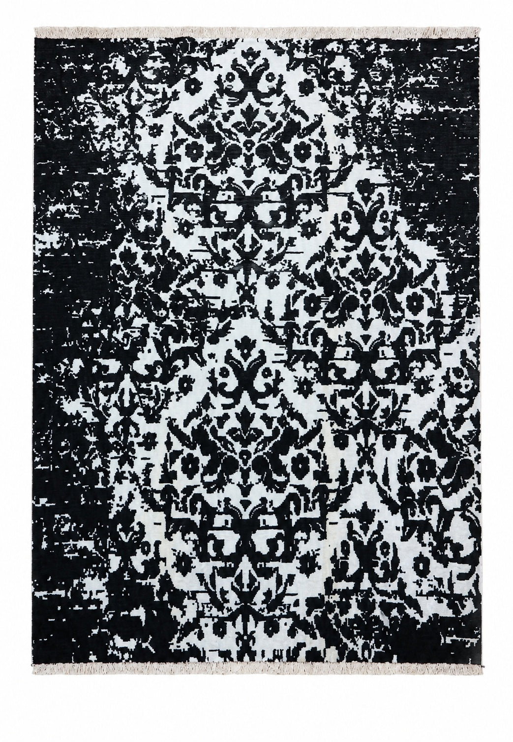 Tappeto Persiano Moderno 292x202 cm Nero e Avorio Vintage