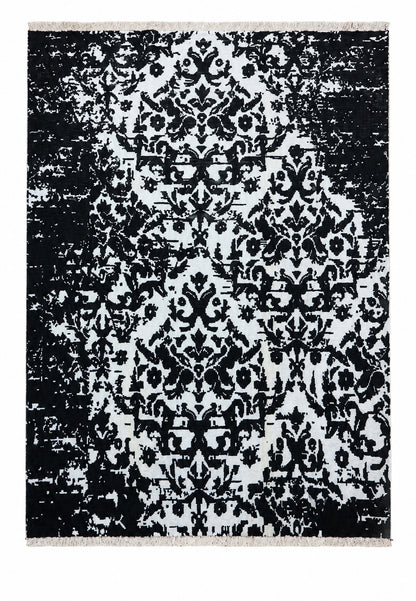 Tappeto Persiano Moderno 292x202 cm Nero e Avorio Vintage