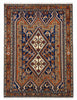 Tappeto Persiano Afshar 208x150 cm Blu e Ruggine Geometrico