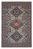 Tappeto 194x133 cm avorio blu e rosa con motivo geometrico per soggiorno elegante.
