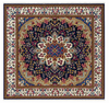 Tappeto 197x187 cm blu e avorio con medaglione floreale per soggiorno elegante.