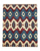 Tappeto 283x232 cm blu e bordeaux con motivo geometrico per soggiorno elegante.
