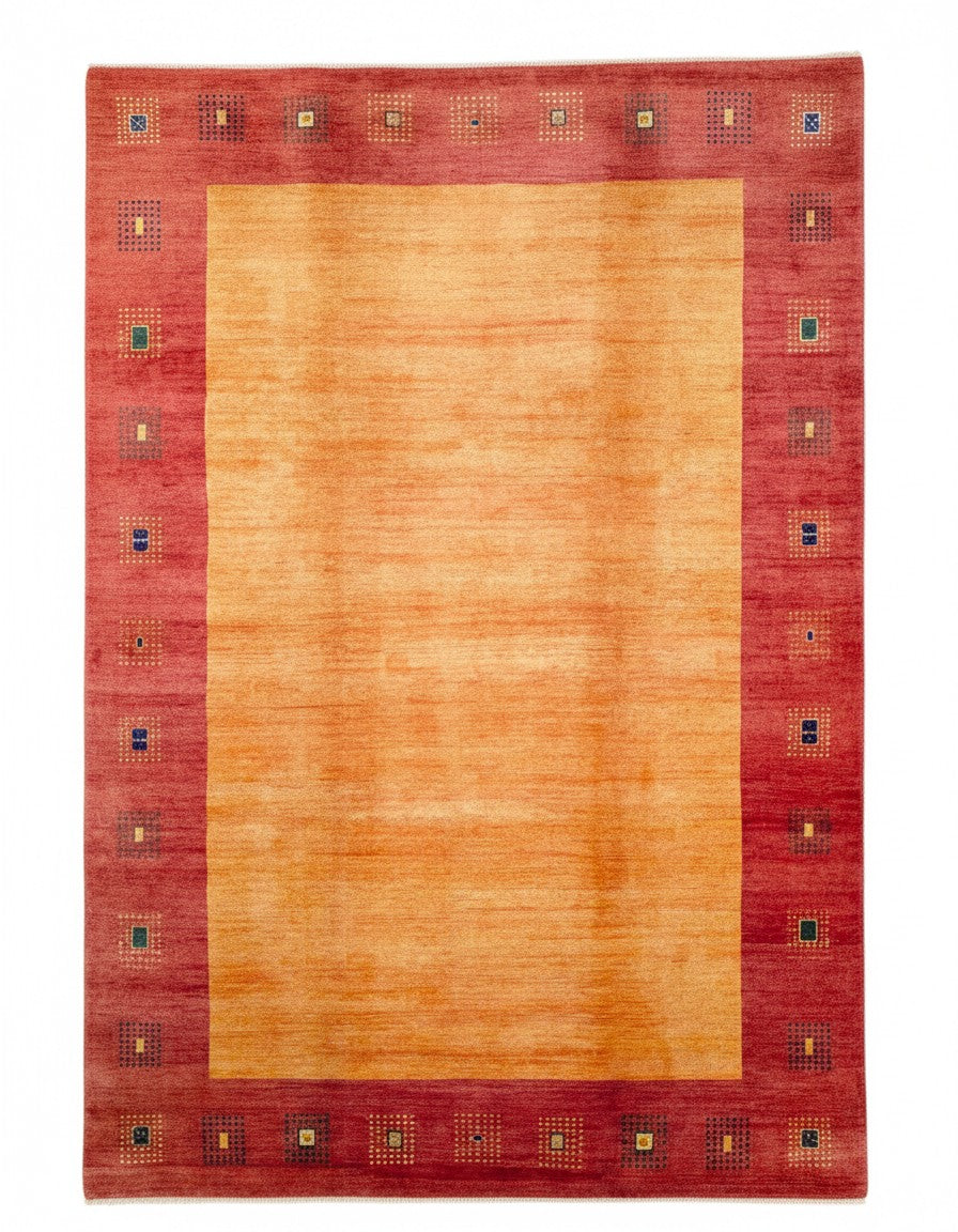 Tappeto 297x200 cm arancio e rosso terracotta per soggiorno elegante.