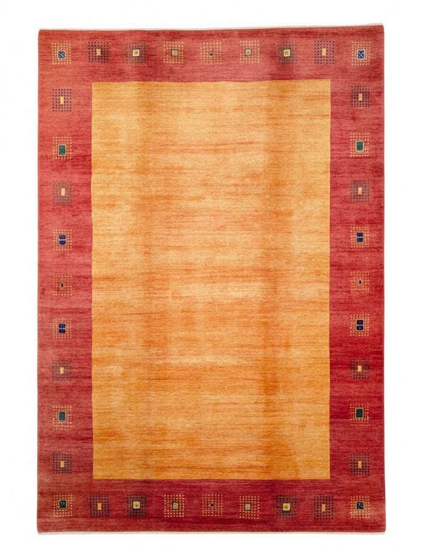Tappeto Persiano Moderno 297x200 cm Arancio e Rosso Geometrico