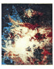 Tappeto 300x248 cm nero rosso e blu con motivo astratto per soggiorno elegante.