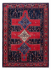 Tappeto 175x124 cm blu notte e rosso con motivo geometrico per soggiorno elegante.