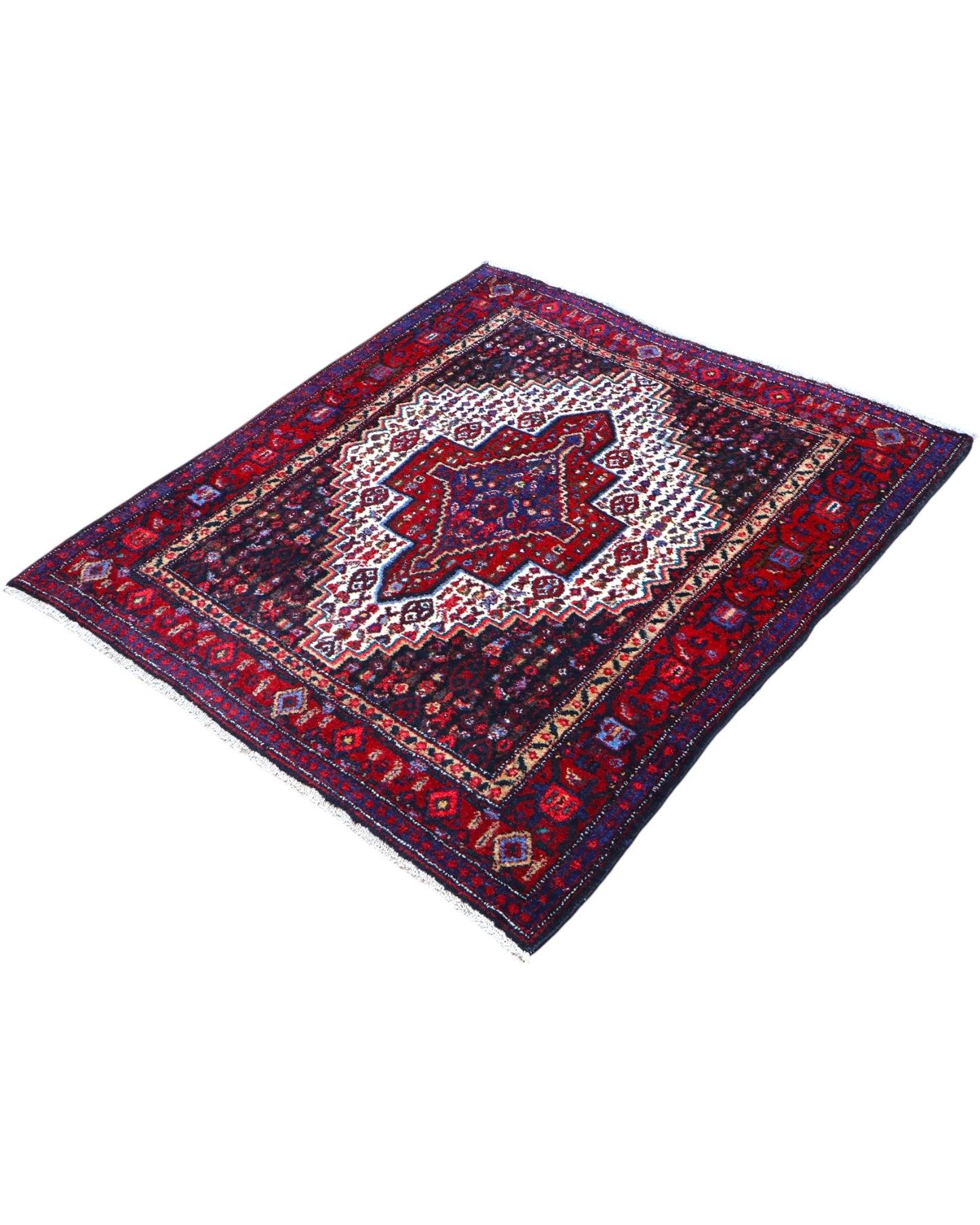 Tappeto orientale rosso 133x124 cm decorativo per ingresso raffinato