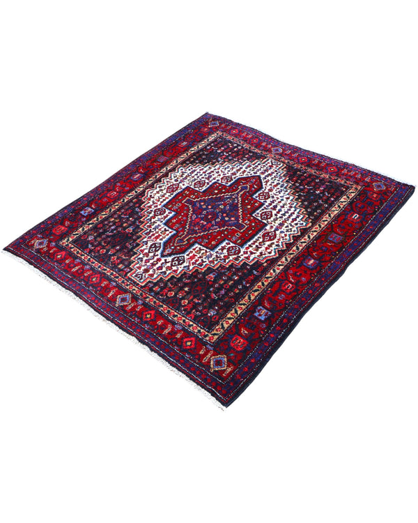 Tappeto orientale rosso 133x124 cm decorativo per ingresso raffinato