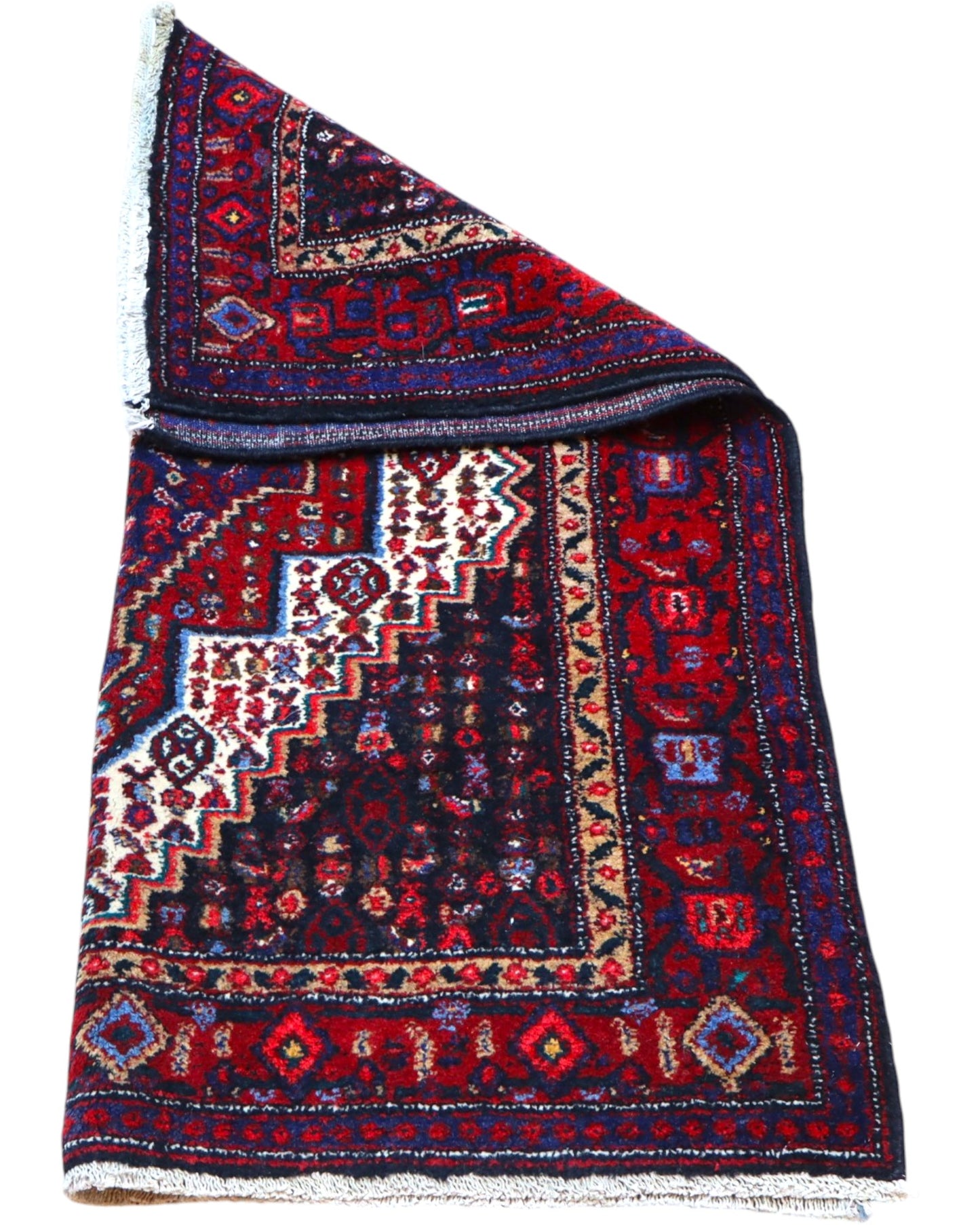 Tappeto persiano rosso con dettagli blu 133x124 cm per soggiorno