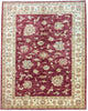 Tappeto Ziegler Farahan 195x155 cm, annodato a mano in Afghanistan, campo rosso melograno con motivi floreali e cornice beige, lana tinta vegetale, certificato di autenticità incluso.
