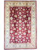 Tappeto Ziegler 298x207 cm con fondo bordeaux, motivi floreali avorio e dettagli azzurri, tramato ed annodato a mano, provenienza Afghanistan.