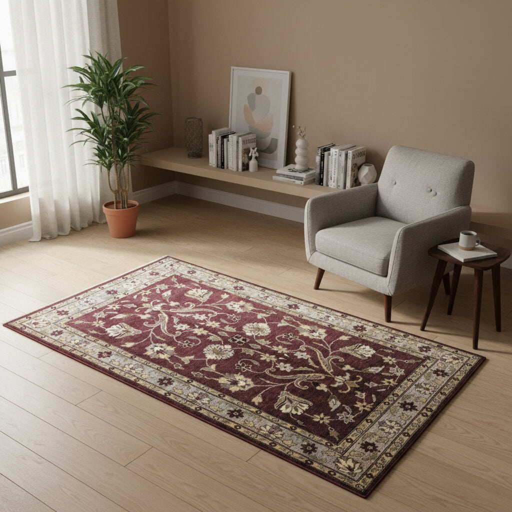 Tappeto Ziegler rosso mattone e beige, annodato a mano in Afghanistan. Realizzato in lana e cotone con colori vegetali, unisce raffinatezza floreale e tradizione artigianale.