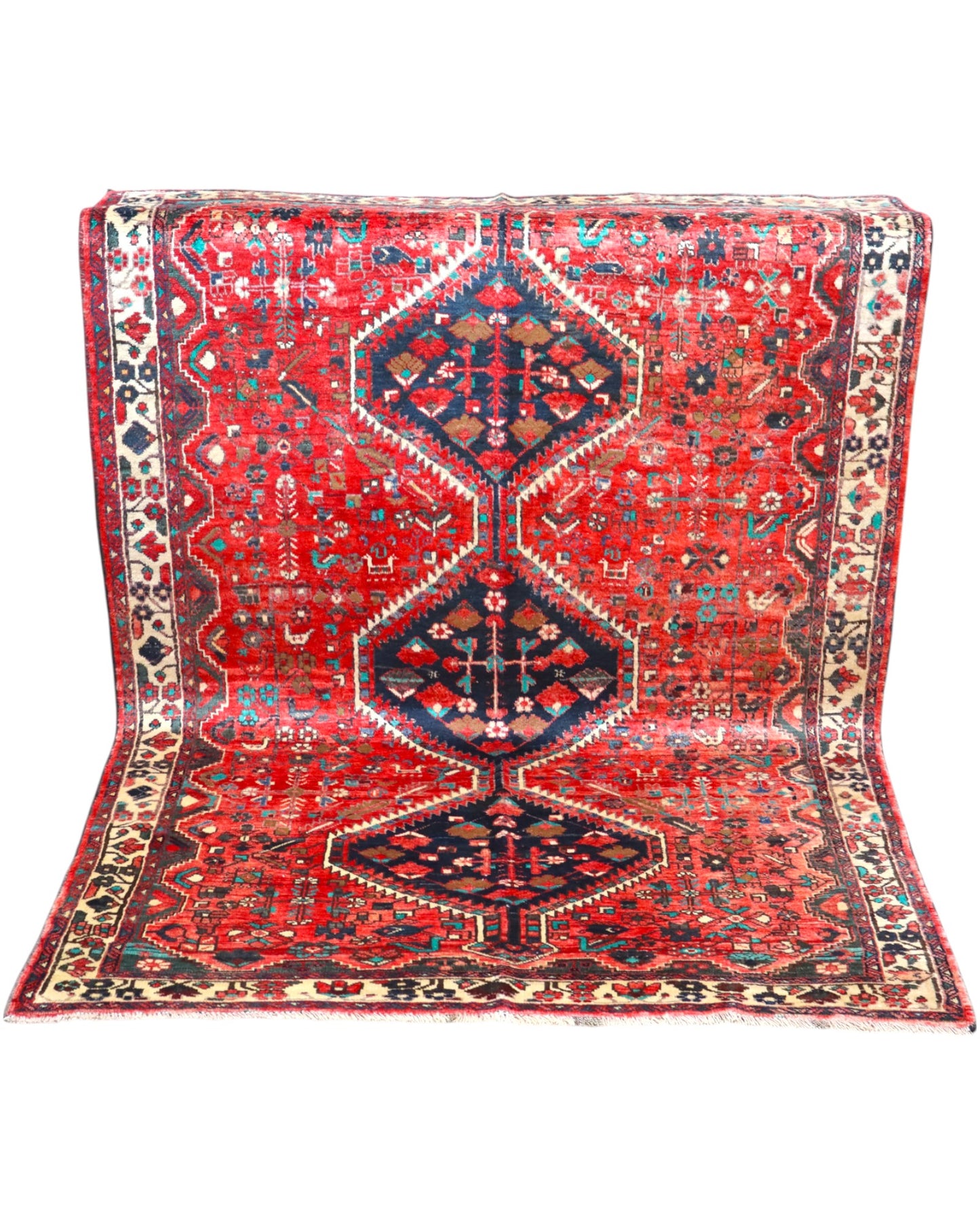 Tappeto elegante 210x160 cm con tre medaglioni persiani per studio classico.