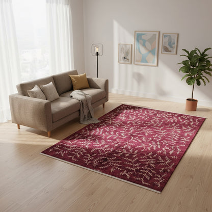 Tappeto moderno Gabbhe 200x150 cm, disegno naturale stilizzato con motivi beige, annodato a mano, certificato di autenticità incluso.