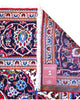 Tappeto persiano Kashan 370x250 cm, fondo rosso con medaglione centrale e cornice blu floreale, annodato a mano in lana vegetale.
