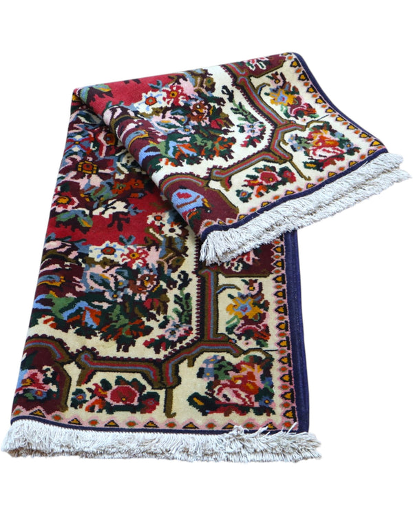 Tappeto persiano rosso con dettagli multicolore 153x107 cm per soggiorno