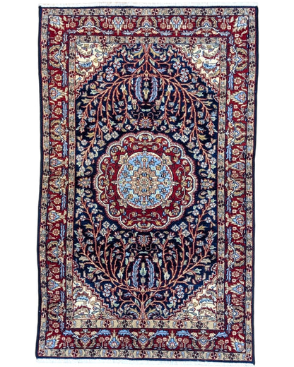 Tappeto Kerman 152x96 cm con motivo medaglione, ideale per soggiorno.