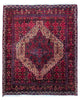 Tappeto persiano 140x118 cm rosso con medaglione geometrico in soggiorno elegante