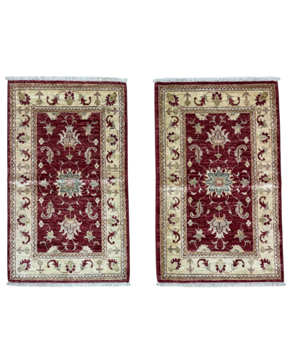 Tappeto Farahan rosso e beige con motivi orientali floreali tradizionali