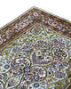 Tappeto indiano 150x96 cm annodato a mano, fondo avorio con motivi floreali dettagliati in marrone, oro e azzurro, design elegante tradizionale