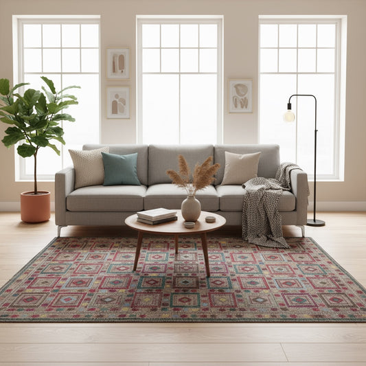 Tappeto Kilimn265x175 cm Beige Multicolore Geometrico