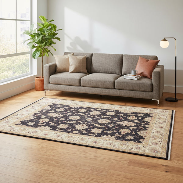 Tappeto Ziegler afgano, annodato a mano, 249 x 167 cm, colori vegetali con disegno contemporaneo.