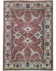 Tappeto Heriz marrone bruciato con cornice beige e motivi decorativi, annodato a mano in Persia con lana e cotone tinti con colori vegetali.