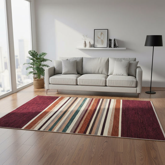 Tappeto moderno 240x176 cm bordeaux e crema per zona living raffinata.
