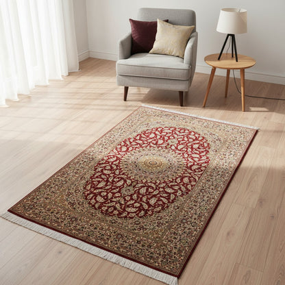 Tappeto Persiano Qom 152x97cm Rosso Medaglione