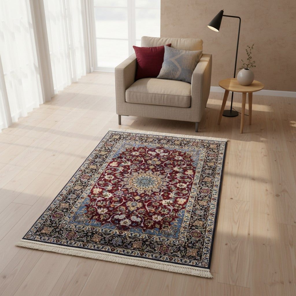 Tappeto Persiano Isfahan 170x110 cm Rosso Floreale