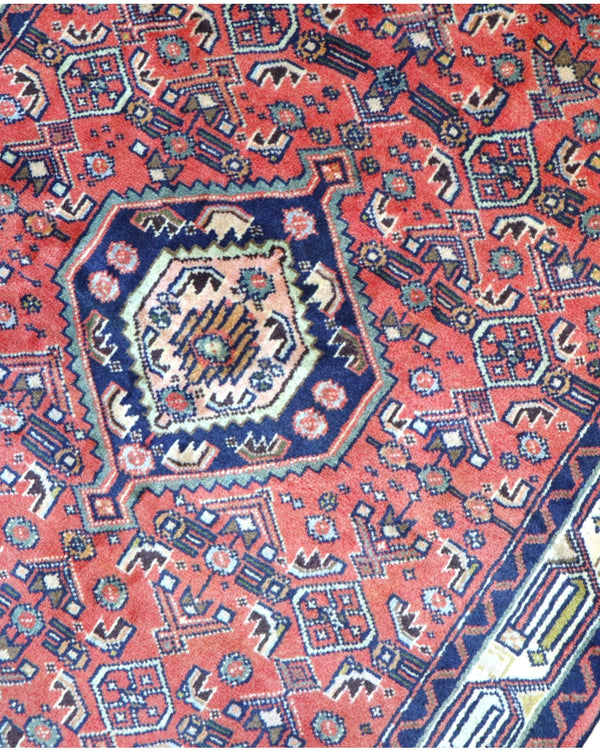 Tappeto persiano rosso con dettagli blu 150x105 cm per soggiorno