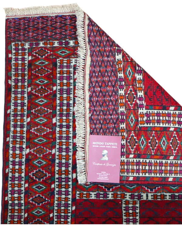 Tappeto rosso con motivi tribali 130x90 cm per soggiorno