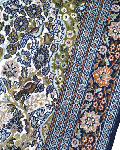 Tappeto persiano beige con dettagli blu e oro 157x97 cm per soggiorno